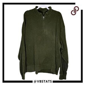 Orvis Men's Cotton Knit Long Sleeve 1/4 Zip Pullover Sweater Army Green Size 2XL
